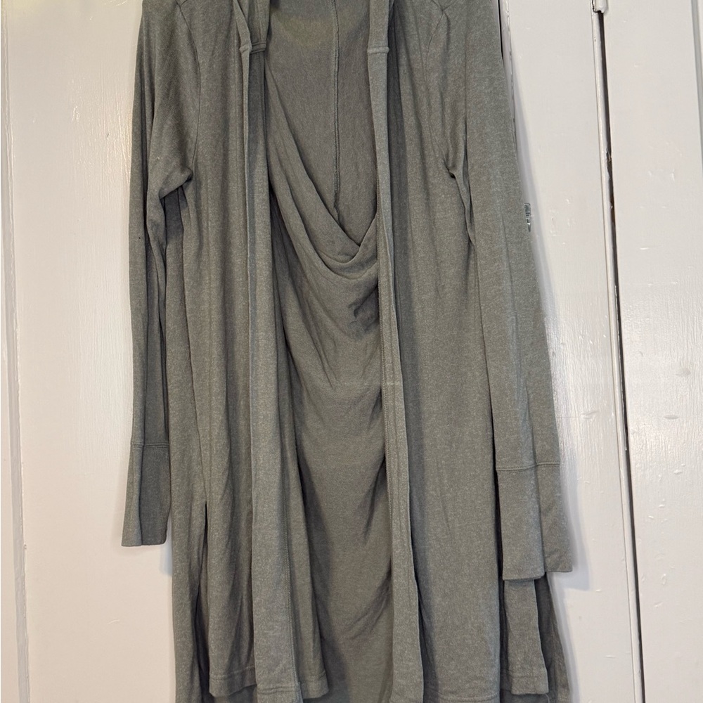 Athleta LightGray/Green Knit Cardigan